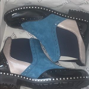 Blue and Silver Girotti Italian Ankle boots